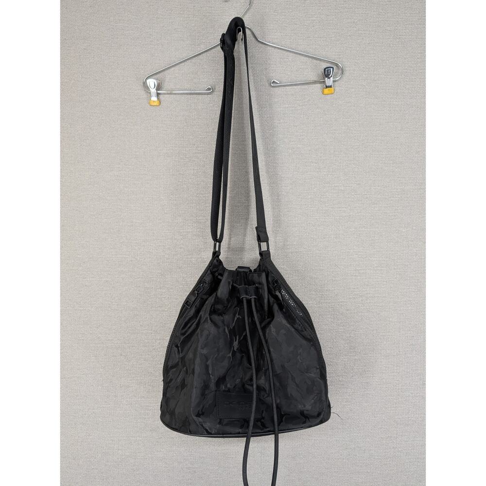 Bebe Sport Black Excursion Crossbody Bucket Bag Purse Water Resistant
